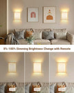 Battery Operated Wall Sconces Set of Two, 18 RGB Colors Stick on Wall Lights with Remote, Changeable Dimmable Height Fabric Battery Powered Wall Lights for Bedroom Living Room Hallway