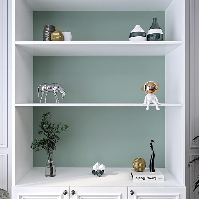 VEELIKE Thick Dusty Blue Peel and Stick Wallpaper Blue Contact Paper for Cabinets Countertops Desk Doors 24''x118'' Waterproof Self Adhesive Vinyl Blue Wall Paper for Bedroom Boys Room Living Room