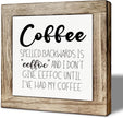 Farmhouse Coffee Bar Sign, Rustic Coffee Spelled Backwards is Eeffoc Wood Box Sign, Funny Wooden Box Signs, Farmhouse Home Kitchen Desk Shelf Decor 5.9×5.9 inch