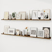 RICHFOCUS Picture Ledge Shelf, 72 inch Floating Shelves Set of 2, Wood Wall Shelves with Lip, Wall Decor Storage for Bedroom Living Room Bathroom Kitchen Nursery Photo Picture, Rustic Brown