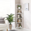 TUTOTAK 6-Tier Corner Bookshelf with LED Light,Corner Shelf for Small Space, Narrow Display Corner Shelf Stand with Storage Rack, for Living Room, Bedroom, Pure White V1BS05BW006L