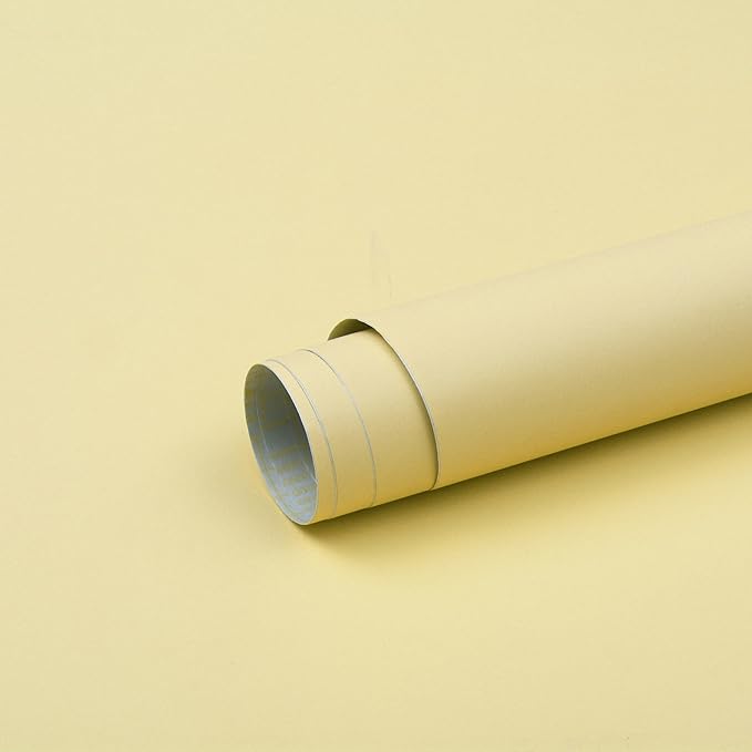 15.7"x394" Yellow Wallpaper Solid Color Yellow Contact Paper Removable Wallpaper Peel and Stick Renter Friendly Wallpaper for Bedroom Bathroom Wallpaper Self Adhesive Shelf Liner Matte