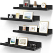 LaVie Home 23.6-Inch Black Floating Shelves for Wall Storage Set of 4 - Modern Minimalist Picture Ledge Shelf Wall Decor for Kitchen, Bedroom, Bathroom, and Living Room