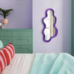 Wavy Wall Mirror for Girly Nursery Bedroom Decoration, 13.8x29.7 Noble Cloud-Shaped Decorative Funky Mirrors for Modern Classical Home Office Living Room Housewarming Birthday Gift (Purple)