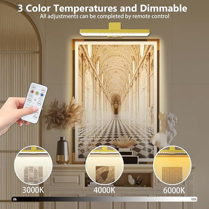 2Pack Battery Operated Picture Light, Wireless Painting Light with 3 Lighting Modes,Remote and Dimmable Timer Art Display Light for Picture Artworking Frame Portrait, Wall Decor Puck Lights