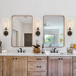 Wall Sconces Set of Two, Brown and Gold Bathroom Sconces with Clear Glass, Hardwired Sconces Wall Decor Set of 2, Modern Wall Light Fixtures for Bathroom Mirror Living Room Bedroom Hallway