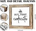 But First Cafecito Sign - Wooden Coffee Decor for Home & Office, Funny for Coffee Lovers