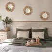 LOSOUR Boho Wall Decor Sunburst Mirror 3 Pack Rustic Round Wood Mirror 12 inch Boho Mirror Home Decor Farmhouse Room Decorations for Bedroom Living Room Entryway