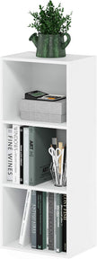 Furinno LUDER Book Shelf, 3-Cube Bookshelf, Bookcase with Open Shelves, 9.3 x 12 x 31.5, for Living Room, Bedroom, Home Office, White