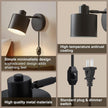 LIGHTESS Plug in Wall Sconces Set of 2 with Switch, 350° Rotatable Dimmable Corded Wall Sconce, Black Wall Lamps for Bedroom Living Room Hallway Kitchen Bedside (Bulb Not Included)