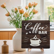 Funny Coffee Bar Decor Sign – Rustic Wooden Plaque for Coffee Station, Farmhouse Cafe Shelf Accessories, Desk or Kitchen Counter Decor,Birthday,Mother Day Gift 5.9 x 5.9 Inch (Brown)