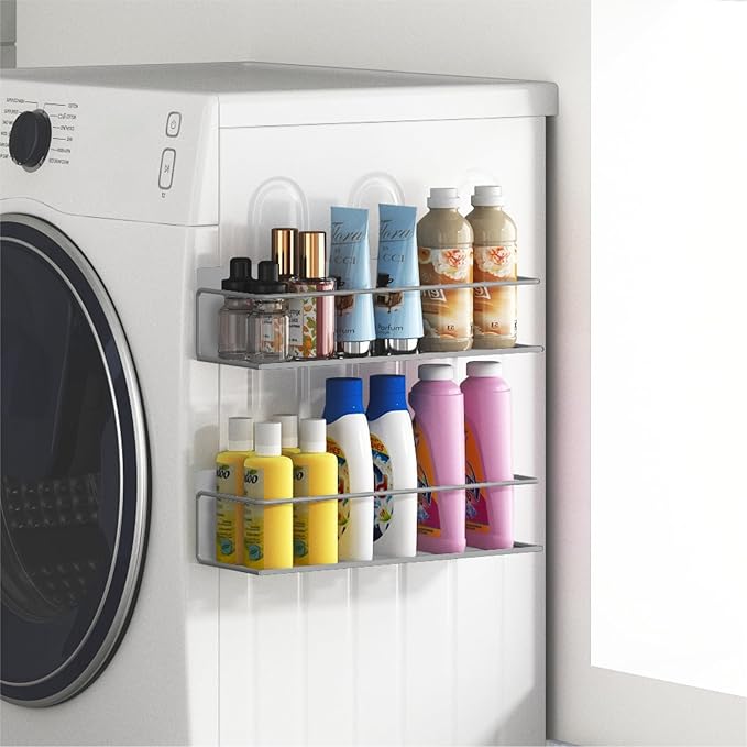 Magnetic Spice Rack For Refrigerator, Space Saving Magnetic Shelf For Fridge Grey 4 Pack