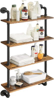 YMYNY Industrial Pipe Shelf Bracket, 4 Tiers Retro Wall Mounted Floating Shelf, Wood DIY Bookshelf, Storage Shelves for Living Room, Bedroom, Office, 24