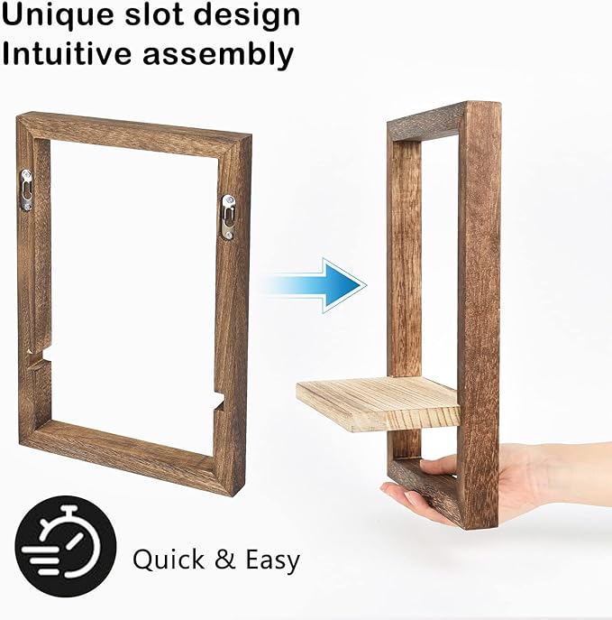 idee-home Floating Shelves for Wall, Rustic Square Hanging Floating Shelves Set of 4 Wood, Wall Decor Mounted Bathroom, Living Room, Kitchen Storage