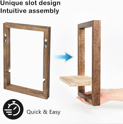 idee-home Floating Shelves for Wall, Rustic Square Hanging Floating Shelves Set of 4 Wood, Wall Decor Mounted Bathroom, Living Room, Kitchen Storage