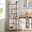 YMYNY Industrial Pipe Ladder Shelf, 6-Tier Wall Mounted Bookcase with Metal Frame, 78.7