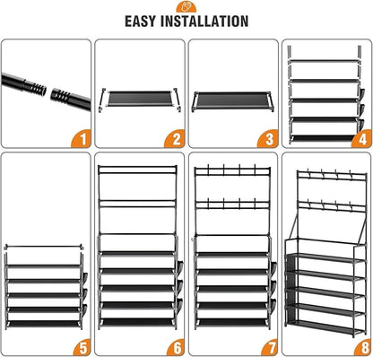 OYREL Shoe Rack 5 Tier Shoe Racks Organizer 20-25 Pairs Shoes Rack for Closet Entrance Shoe Storage Organizer with Hooks and Side Pocket Entryway Shoe Holder Space Saving Free Standing Shoe Racks