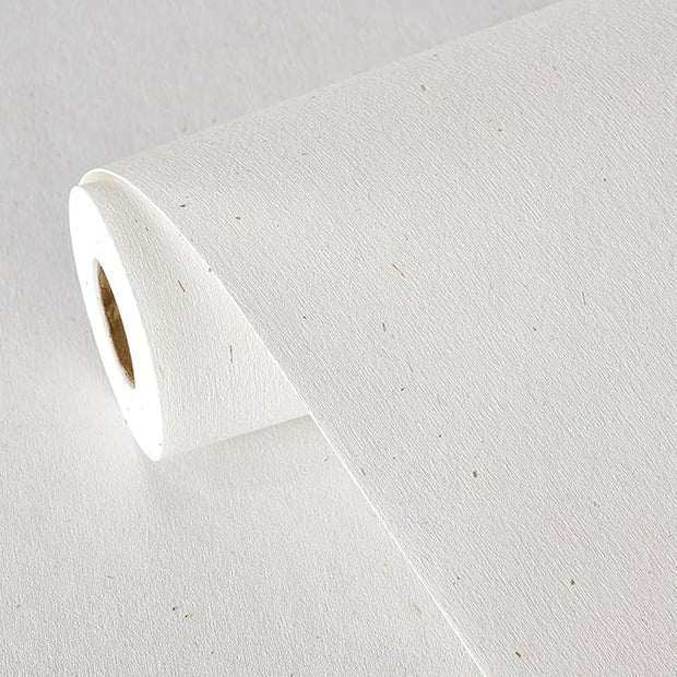 Matte White Grasscloth Textured Wallpaper Natural&Neutral&Handmade Style Thick Peel and Stick Removable for Bedroom,Office,Cabinet(16.5”x236.2”) (Herbaceous Plant&Gold Powder) M11