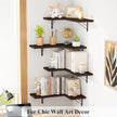 Love-KANKEI Corner Shelf Wall Mounted Set of 4, Floating Wall Shelves for Storage, Rustic Wood Hanging Shelves for Bathroom Kitchen Bedroom Living Room Display, Dark Brown
