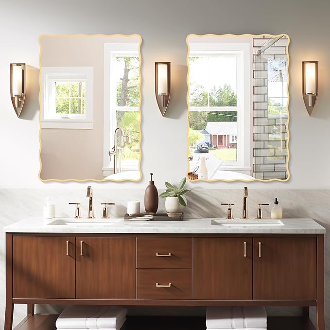 Gold Wavy Bathroom Mirror 28
