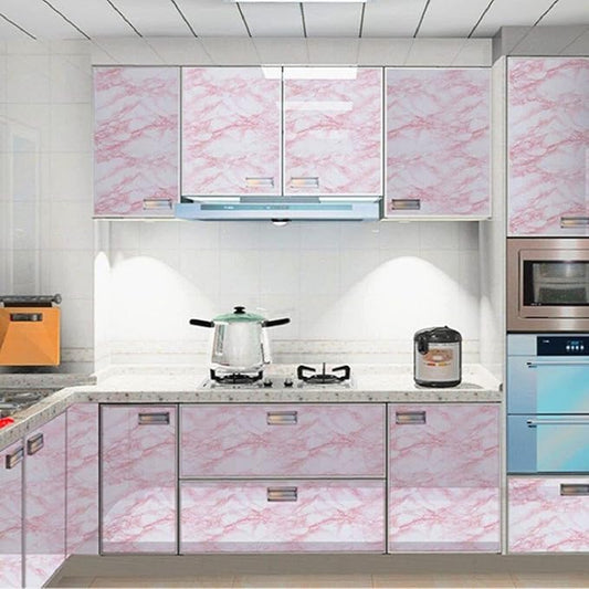 practicalWs 15.7 in × 118 in White Pink Marble Stick Paper Peel and Stick Countertops Self-Adhesive Vinyl Watertight Wallpaper Great As Cabinets Drawer Shelf Wall Crafts Wall Paper Decorations