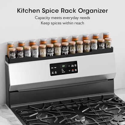 Bumusty Silicone Magnetic For Back Of Stove, Over The Stove, Magnetic, Kitchen Spice Rack Organizer, Oven Shelf For Top Of Stove - Black
