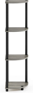 Furinno TURN-N-TUBE Corner Shelf, 4-Tier Corner Bookshelf, Display Storage Shelves with Open Shelves, for Organization and Storage, Living Room, Home Office, Garage, French Oak