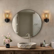 Boho Rattan Wall Sconces Set of 2 - Vanity Lights for Bathroom Farmhouse Wall Light Fixtures with Rotary Switch - Black Indoor Wall Mount Lighting Rustic Lamp for Bedroom Living Room Hallway