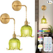 Battery Operated Wall Sconce Set of 2,Adjustable Chain Retro Gold Wall Mounted Light,Rechargeable Wall Light with Remote, Wireless Indoor Wall Lamp for Living Room Bedroom