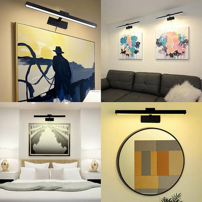 Picture Light for Paintings Plug in, 16" 6W Remote Control Wall lights for Painting, 3 Color Temperatures Paintings Light Dimmable Art Lights for Display, Wall, Artwork, Gallery (Black, 2 Pack)