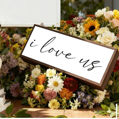 Inspirational Signs, Decorative Wooden Wall Plaque, Rustic Home Decor, Family Room Decors, Cafe Bar Garage Decor, Housewarming Gift, I Love Us Sign 17.8x4x1.2 inches