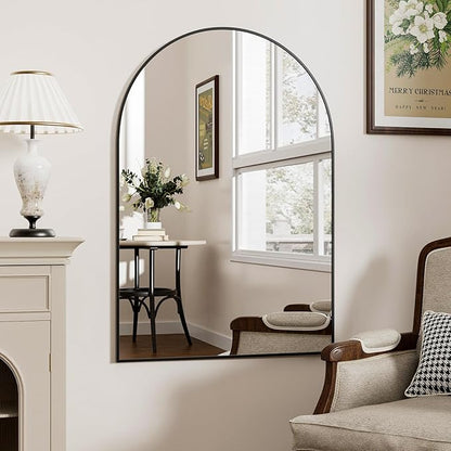 Black Arched Bathroom Mirror for Wall-36"X24" Wall Mirror for Living Room, Bedroom, Bathroom, Dressing Room Hanging Vanity Mirror for Wall Decoration