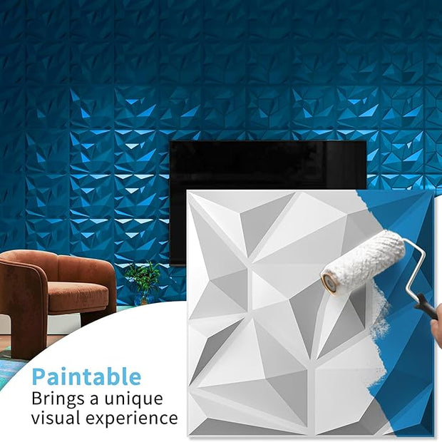 Art3d 100 Pack Decorative 3D Wall Panels, 97 Sq.Feet PVC Interior Wall Décor, 11.8"x11.8", White