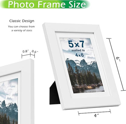 FrameWorks 2-Pack, 5x7 Matted to 4x6 Picture Frame, White – Classic Wooden Photo Frame with Tempered Glass, Modern Matte Finish for Prints, Posters, Certificates & Wall Decor – Gallery-Ready