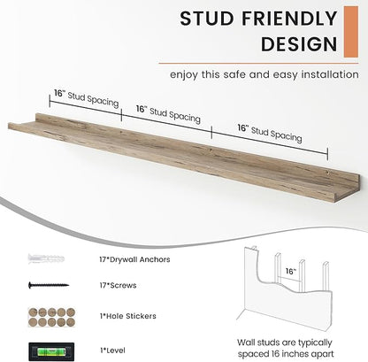 Floating Picture Ledge Shelves Set of 4, 56 Inch Long Large Nursery Book Shelf for Toys Storage Kids Bookshelf Wall Mounted Living Room Bedroom Decor Frames