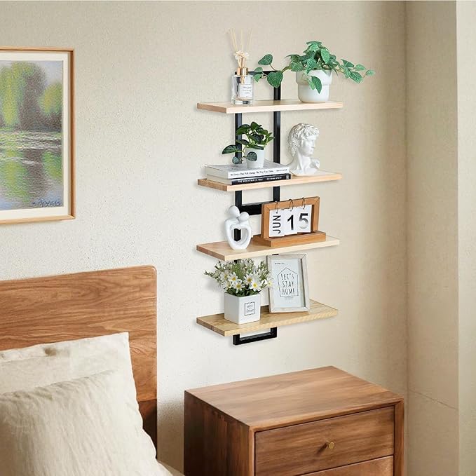 Wall Shelves for Living Room: Decorative Solid Floating Shelves Above Sofa Beside TV for Plant Vase Figurine Trinkets Collectibles