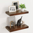 Fun Memories Wood Floating Shelves Set of 2, Rustic Pine Wood Floating Shelves for Wall Mounting, Wide Wall Shelf for Home Decor and Storage, 16