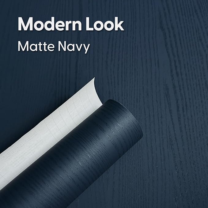 Peel and Stick Navy Blue Wood Contact Paper 17.3