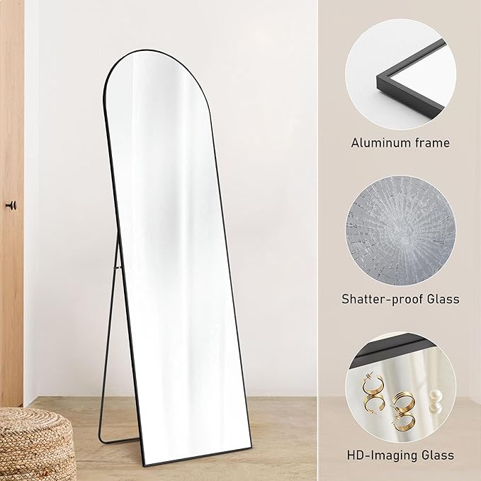 OLIXIS Arched Full Length Mirror for Bedroom, 65