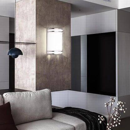 Indoor Wall Sconce, Half Cylinder Wall Light Fixture, 3000K 4000K 5000K Color Temperature Adjustable, Dimmable LED Modern Wall Light for Hallway Bedroom Living Room, Brushed Nickel, 2 Pack