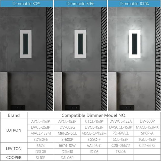 LMQNINE Modern Dimmable LED Wall Sconces Set of Two with 10%-100% Brightness Wall Light 9W 6000K Acrylic Black Wall Sconces Wall Lighting for Bedroom Living Room Hallway Staircase Corridor
