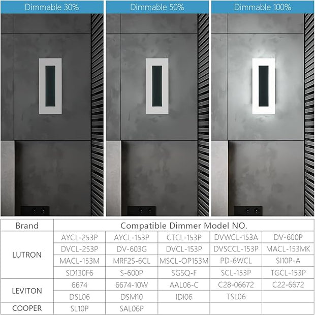 LMQNINE Modern Dimmable LED Wall Sconces Set of Two with 10%-100% Brightness Wall Light 9W 6000K Acrylic Black Wall Sconces Wall Lighting for Bedroom Living Room Hallway Staircase Corridor