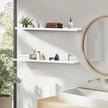 Muzilife 35.4 Inch Large Floating Shelves - Set of 2 Rustic Wood Floating Shelves - Wall Mounted Long Picture Ledge for Bathroom, Bedroom, Living Room, White, U Shape