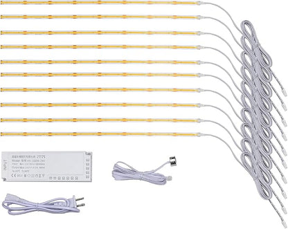 Under Cabinet Lighting Kit, Bright Under Cabinet Lights, Flexible Led Strip Lights with Transformer, for Cupboards, Closets Desk Counter, Totall 20ft (Natural White, 10 * 2Ft LED Strips)
