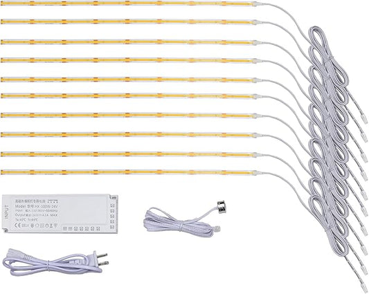 Under Cabinet Lighting Kit, Bright Under Cabinet Lights, Flexible Led Strip Lights with Transformer, for Cupboards, Closets Desk Counter, Totall 20ft (Natural White, 10 * 2Ft LED Strips)