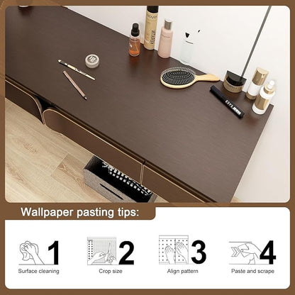 Stainless Steel Peel and Stick Wallpaper 15.7"x 472" Dark Brown Stainless Steel Contact Paper Countertop Self Adhesive Thick Vinyl Waterproof for Wall Paper Fridge Kitchen Cabinets