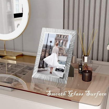 8x10 Picture Frame Glass 2 Pack, Sparkly Glitter Photo Frame 8 x 10 Mirror Crystal Wedding Gift Wall and Tabletop Display