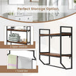 Giantex Wall Mounted Bathroom Shelves with Towel Bar, Industrial 2-Tier Over The Toilet Storage Organizer with Metal Frame, Wooden Wall Shelves, Floating Shelves for Bathroom, Kitchen, Living Room