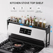 Kitchen Spice Rack Over The Stove, Shelf for Back of Stove, Stove Top Shelf for Seasoning Organizer, Over Oven Shelf, Countertop, Expandable Length 27.3''-32.6'', 4 Adjustable Height (Black, Normal)