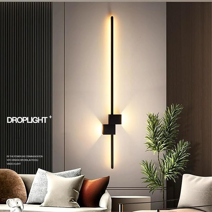 Linear Wall Light Fixture, 36" Hardwired Black LED Strip Wall Sconce, Nordic Minimalist Wall-Mounted Lamp for Living Room, Bedroom, Hallway